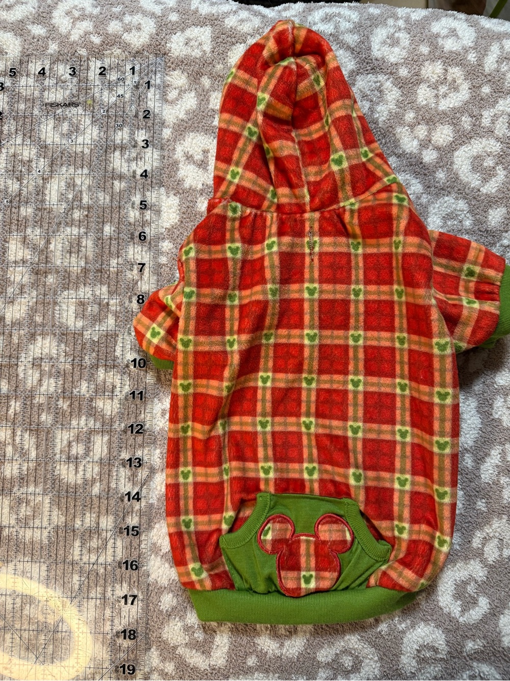 Pet Red Plaid Hooded shirt with Green Accents